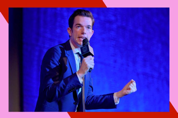 Comedian John Mulaney sells a bit onstage.