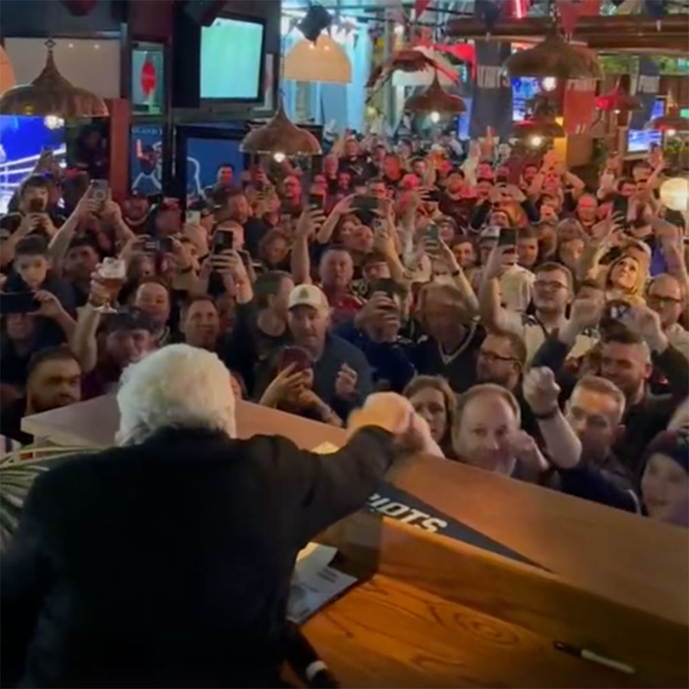 Patriots owner Robert Kraft at Greenwood sports pub and kitchen in London the day before the Patriots lost to the Jaguars at Wembley Stadium in London on Oct. 20, 2024.