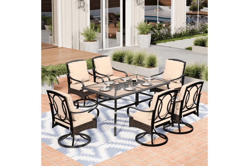 Lark Manor Alyah 6-Person Outdoor Dining Set with Swivel Chairs