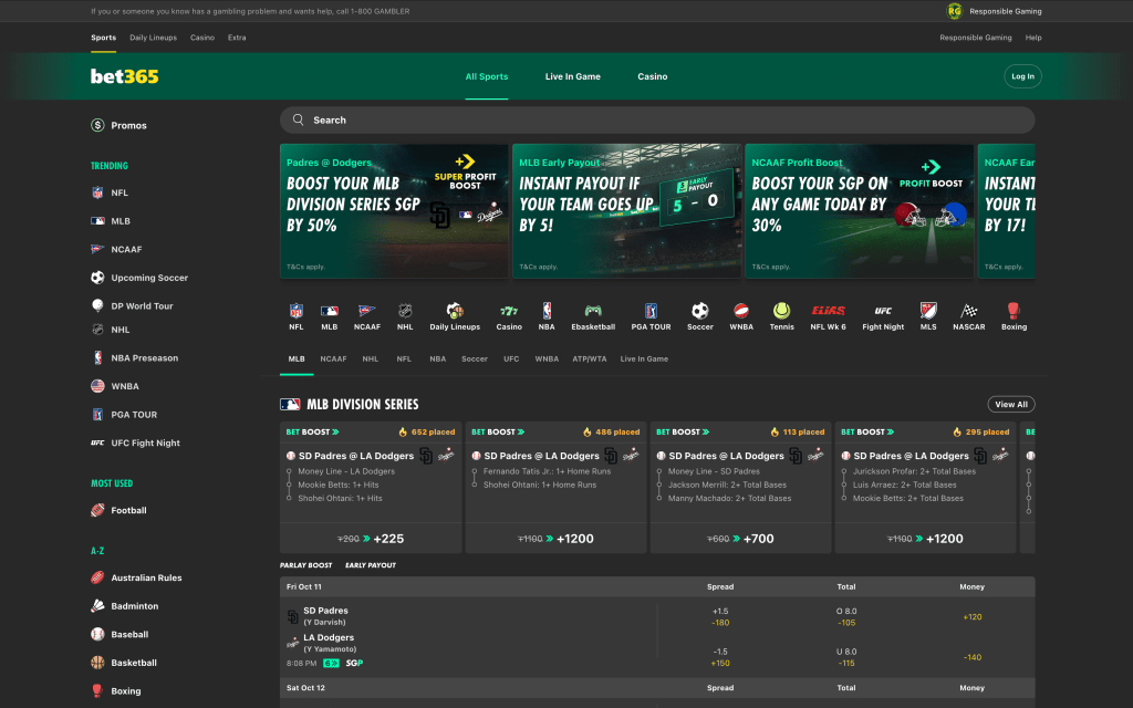 bet365 Sportsbook desktop website