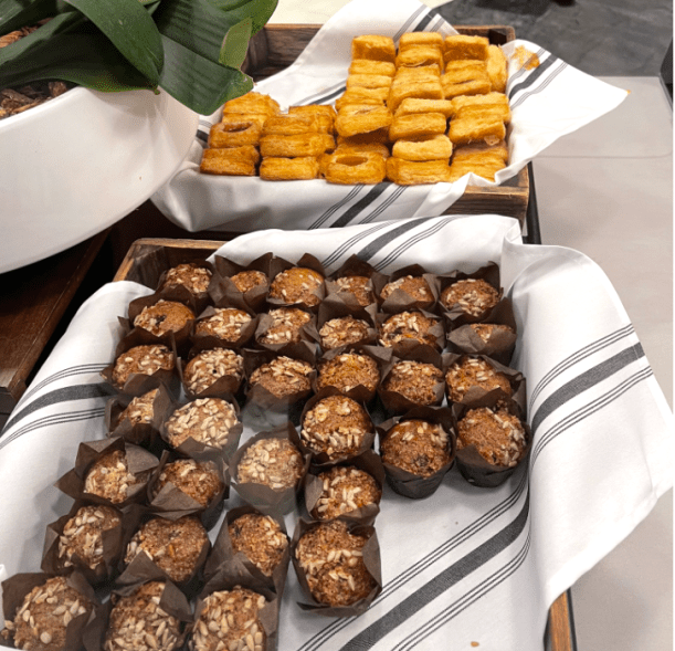 Muffins from the Marriott Marquis breakfast buffet.