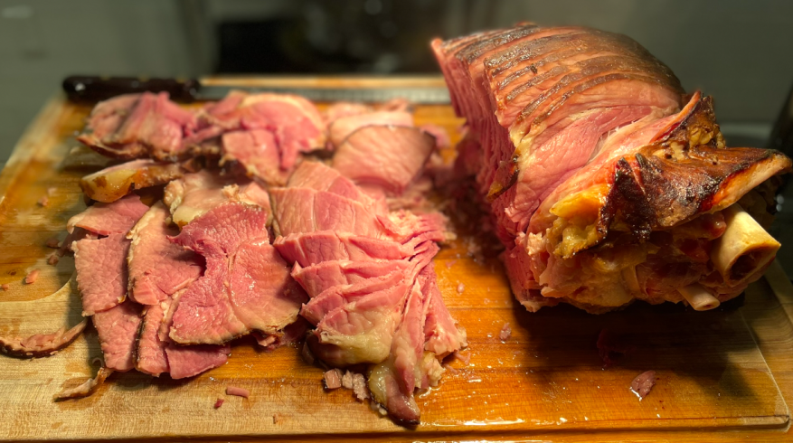 Sliced ham from the Marriott Marquis breakfast buffet.