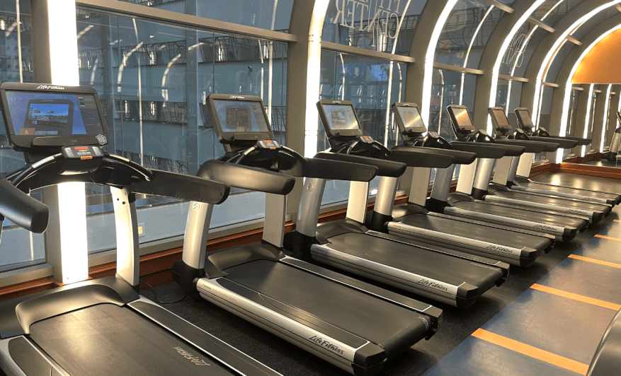 The Marriott Marquis' treadmills in their gym.