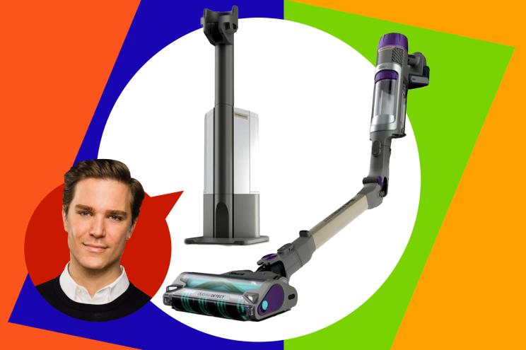 New York Post's Barret Wertz reviewing a Shark brand vacuum cleaner