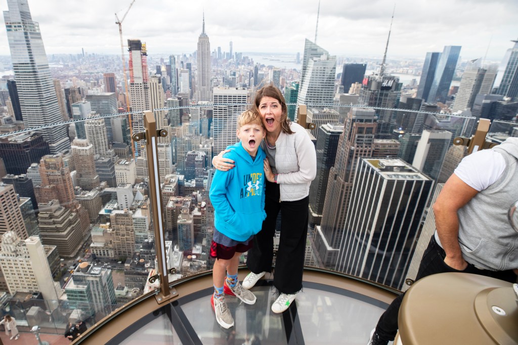 Elizabeth Hardin and her son Holcombe were some of the first customers to ride Skylift on its opening debut Tuesday morning.