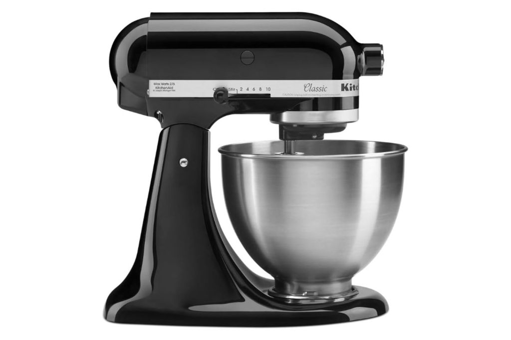 A black Kitchen Aid Mixer