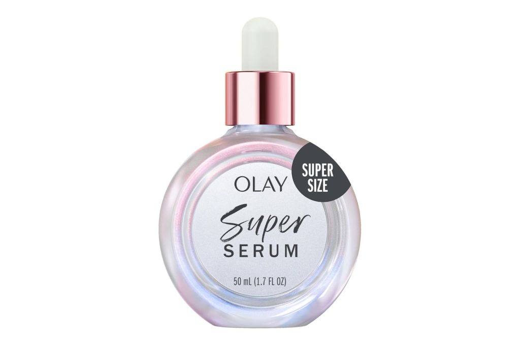 A bottle of olay facial serum