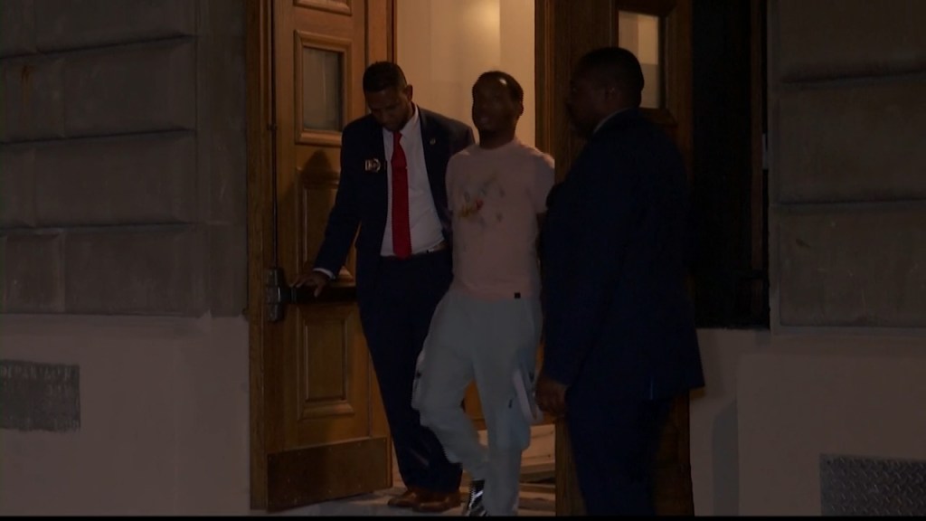 29-year-old Ishmael Francis being escorted out of the Bronx Special Victims Unit by police officials