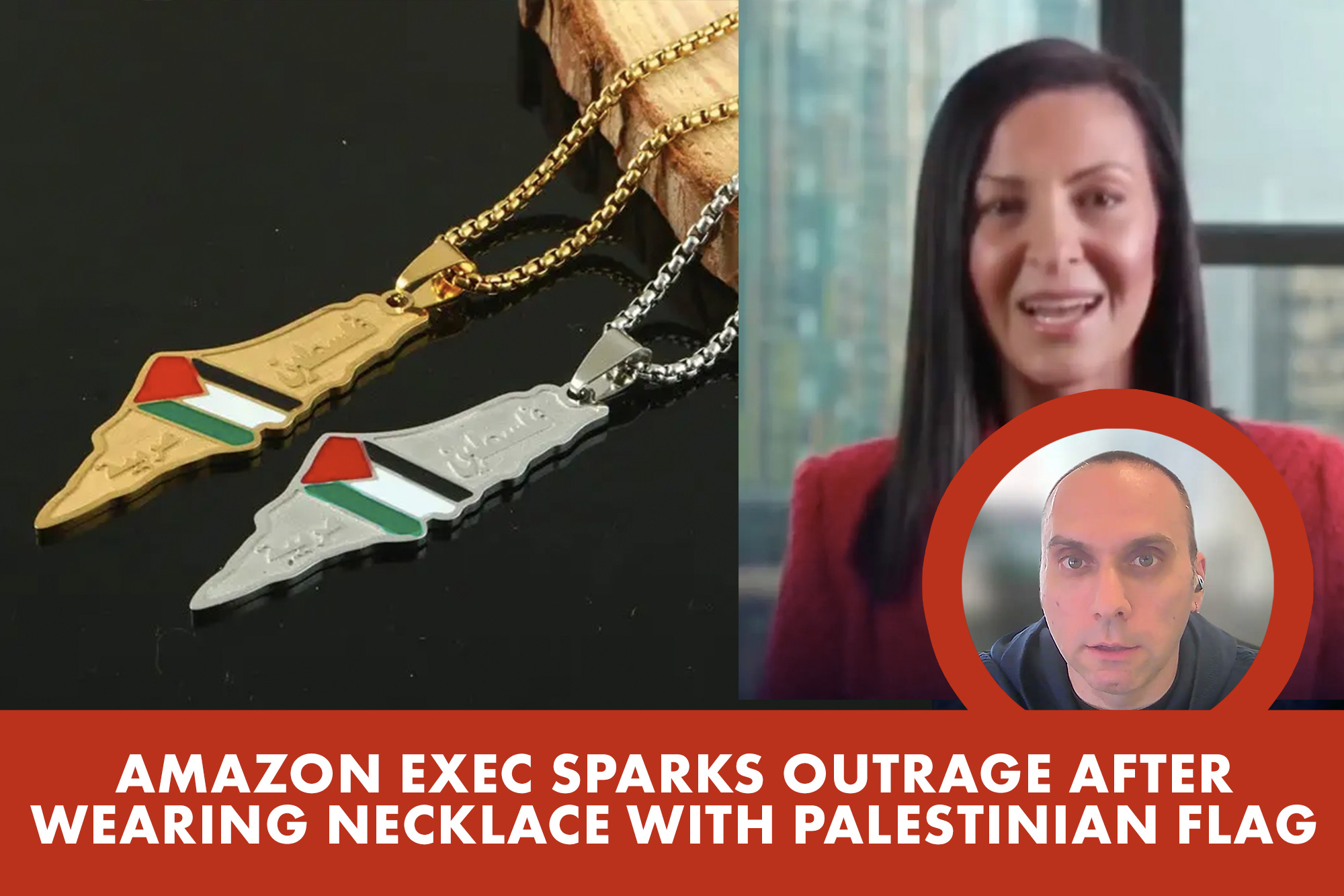 Amazon exec sparks outrage on social media after wearing necklace with a pendant depicting a map of Israel | Reporter Replay