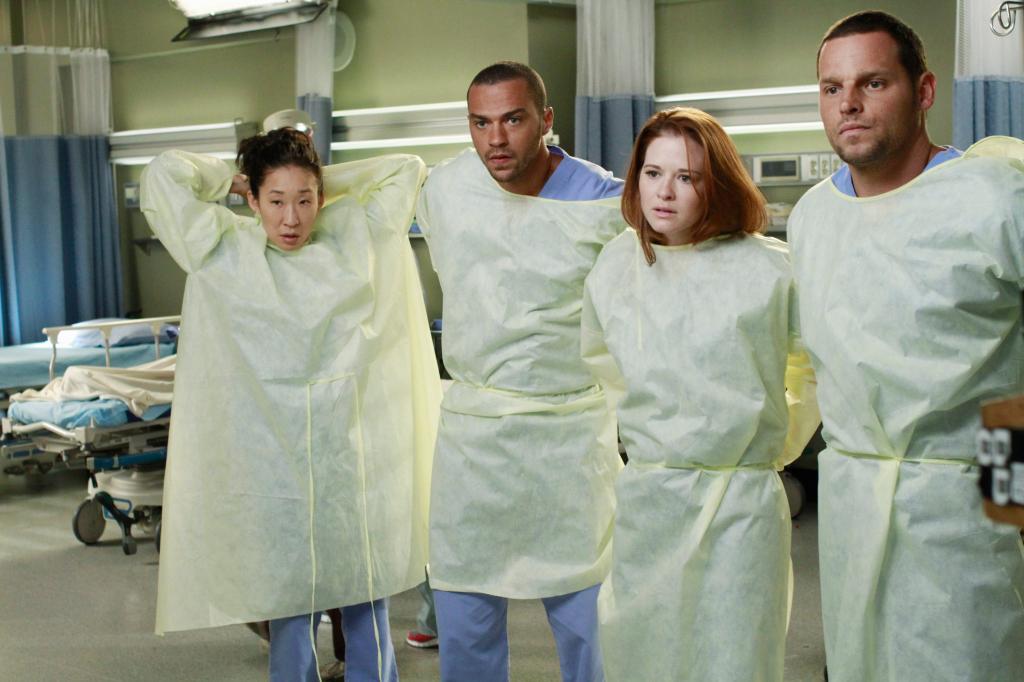 Sandra Oh, Jesse Williams, Sarah Drew, and  Justin Chambers on "Grey's Anatomy."