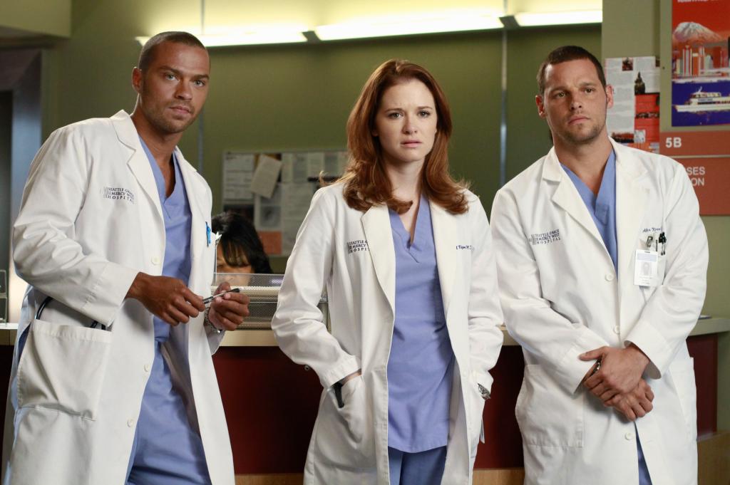 Jesse Williams, Sarah Drew, and Justin Chambers on "Grey's Anatomy." 