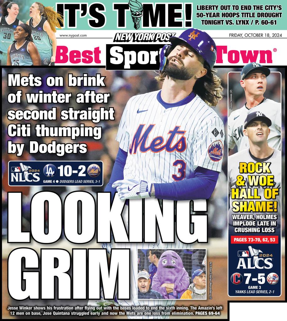 The back cover of the New York Post on Oct. 18, 2024