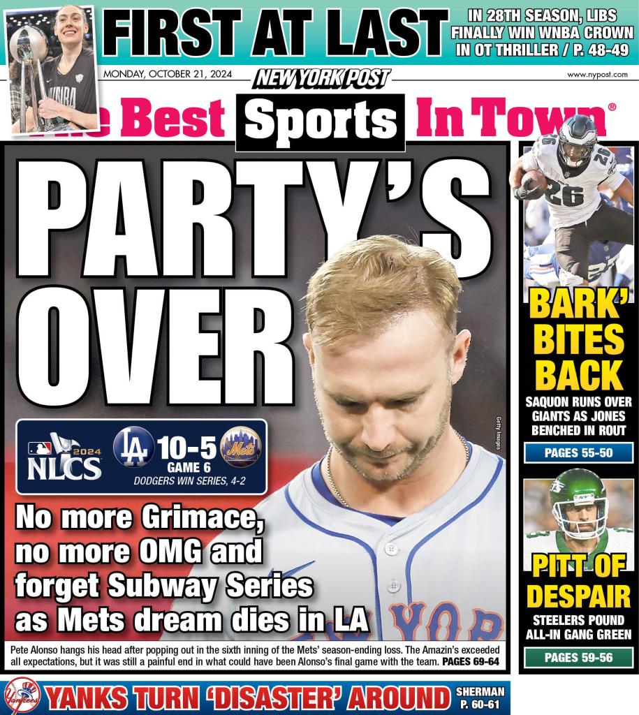 The back cover of the New York Post on Oct. 21, 2024.