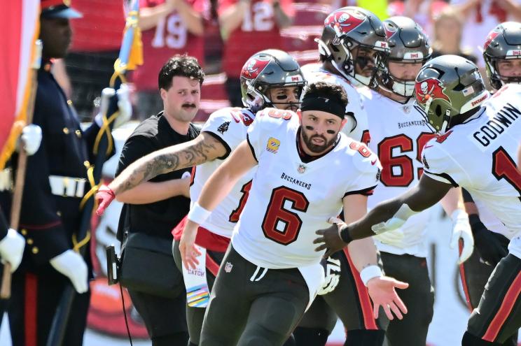 Baker Mayfield and the Buccaneers take on the Falcons on Thursday night in Atlanta.