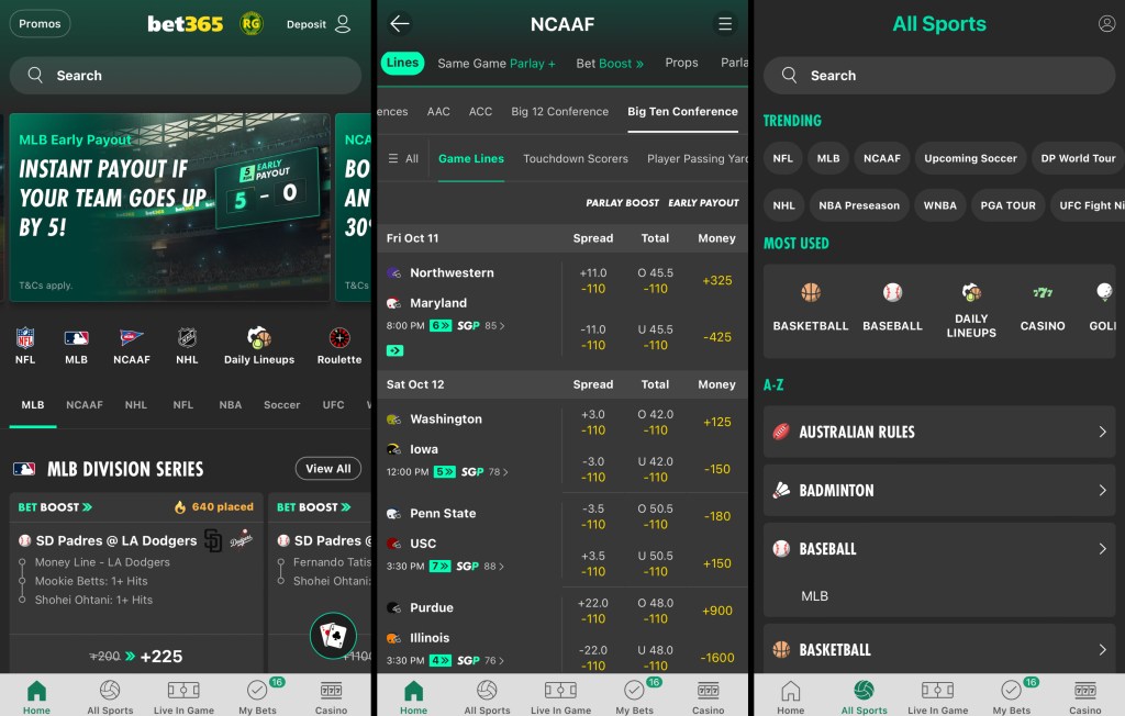 bet365 Sportsbook mobile app