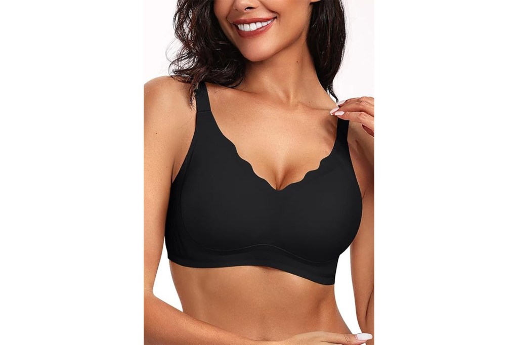 Vertvie Women's Seamless Bras No Underwire Scalloped Push Up Bras Soft Wireless Comfort Bralettes Full Coverage Everyday Bra