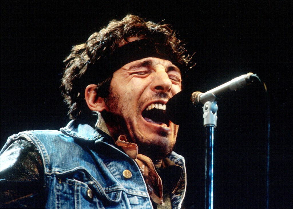 Bruce Springsteen performs during the last show of the 1985 'Born in the U.S.A. Tour'. in Los Angeles, California.