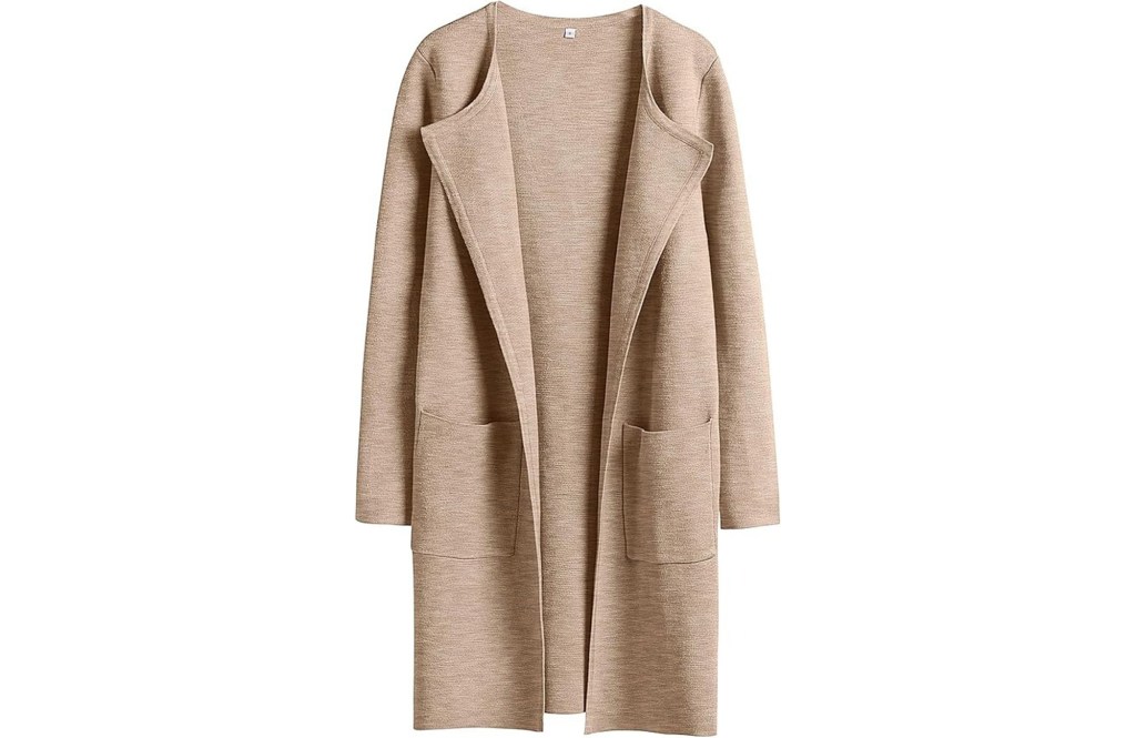 ANRABESS Women's Open Front Knit Lightweight Cardigan Casual Long Coatigan Sweater Lady Jacket Coat 2024 Fall Outerwear