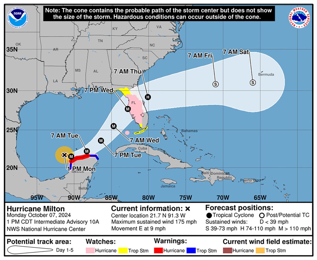 Hurricane Milton is expected to strike Florida on Wednesday and blow across the entire state