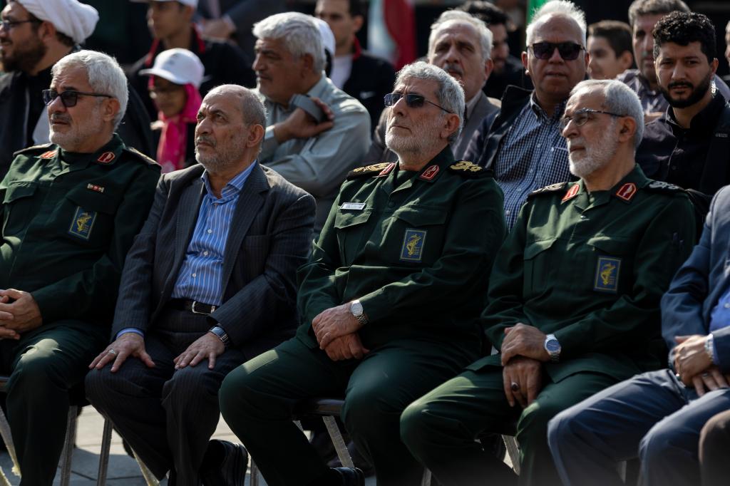 Gen. Esmail Qaani, Commander of the Iran's Revolutionary Guard Quds Force, attends the funeral of Gen. Abbas Nilforushan in Tehran, Iran on Oct. 15, 2024.