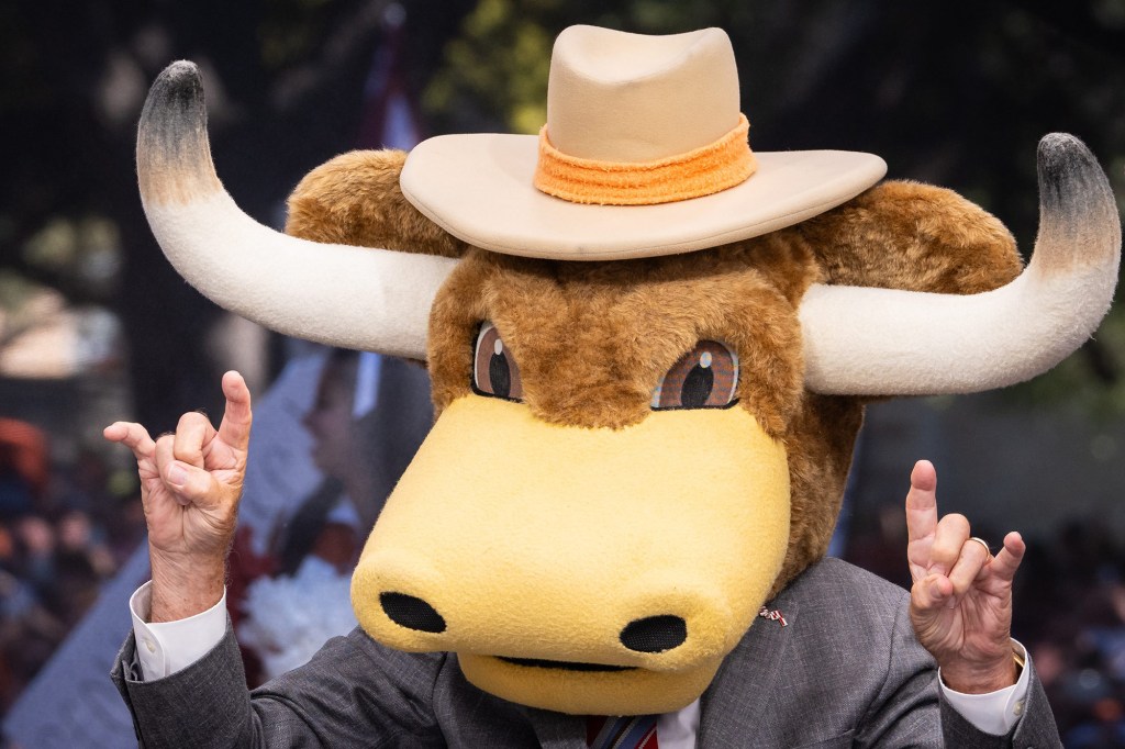 Lee Corso makes his Texas pick during the "College GameDay" broadcast on Oct. 19.