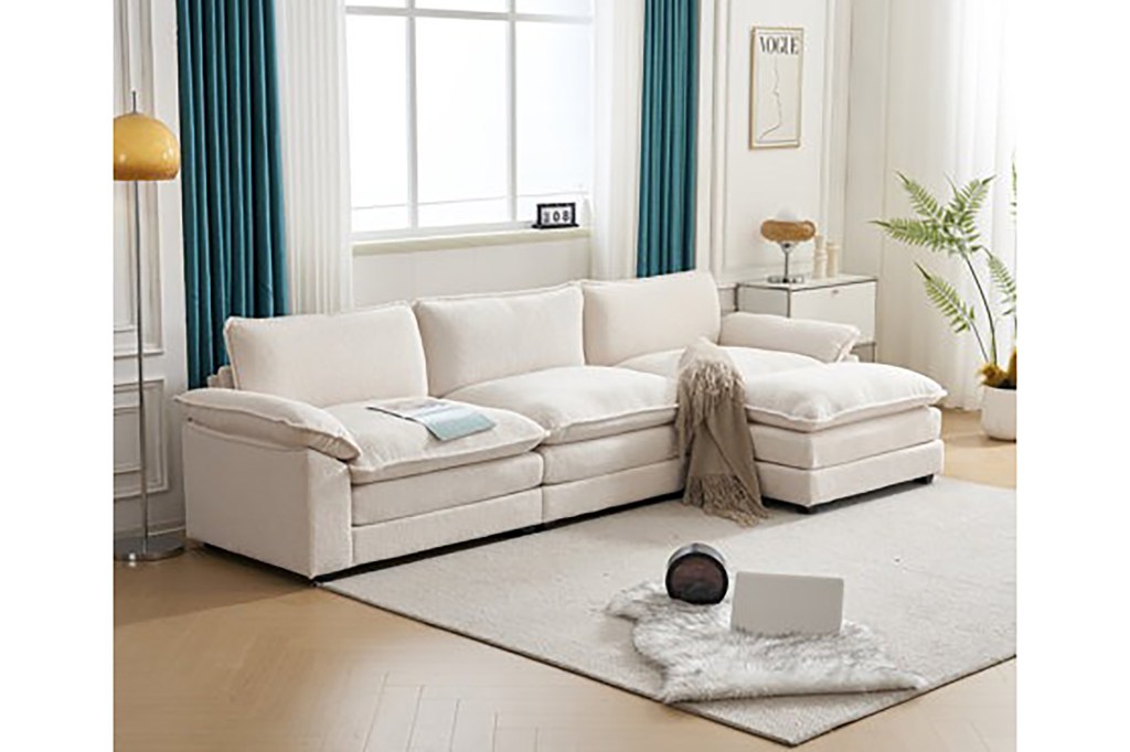 A white couch in a room