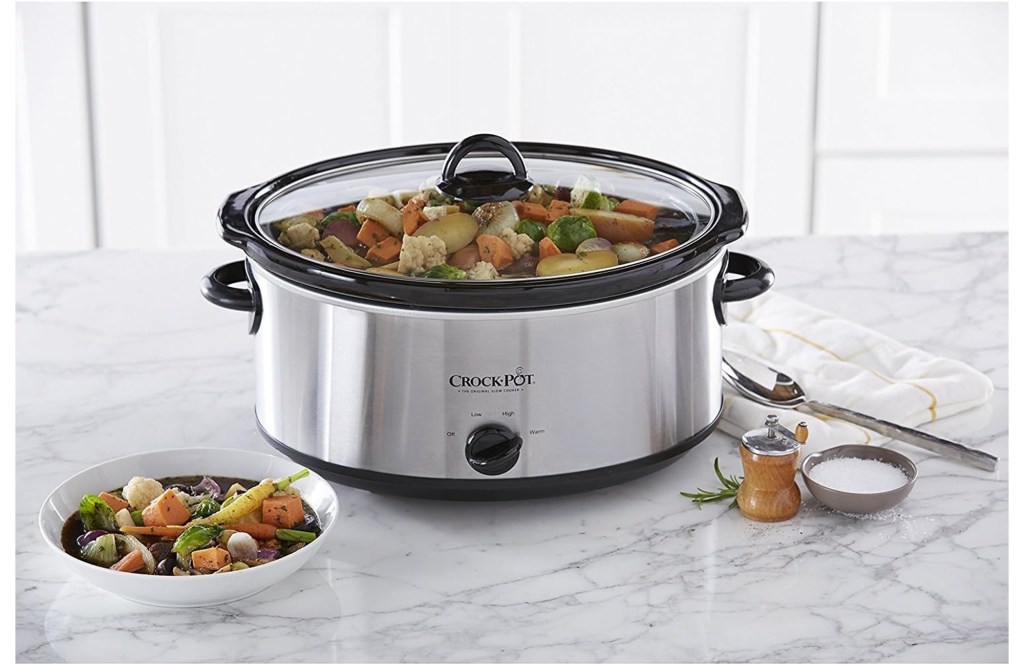 Crock-Pot 7 Quart Oval Manual Slow Cooker, Stainless Steel 