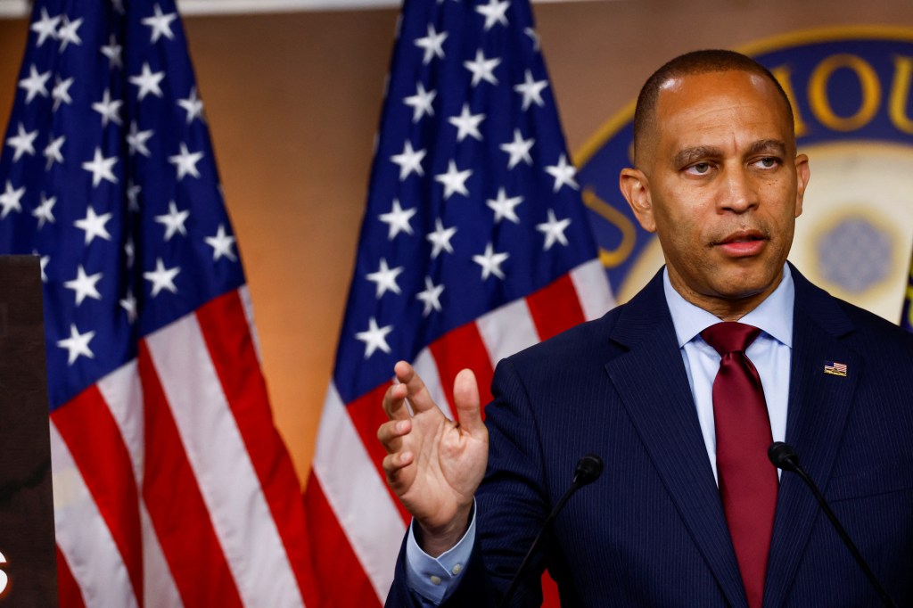 U.S. House Minority Leader Hakeem Jeffries (D-NY), holds his weekly press conference at the U.S. Capitol.