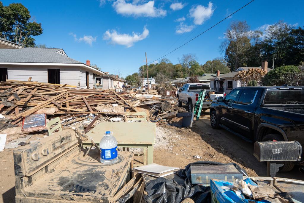 Devastating damage from the remnants of Hurricane Helene in Swannanoa. 