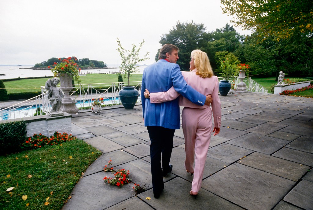 Donald Trump with first wife, Ivana, at their Greenwich, Ct. mansion in 1987