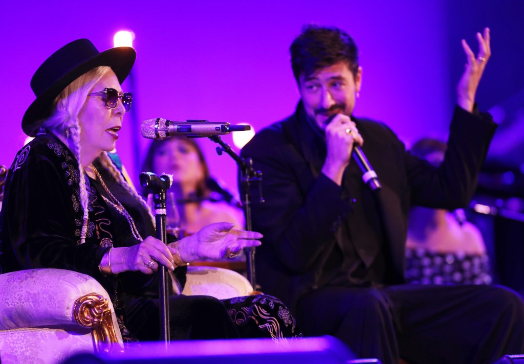 Joni Mitchell and Marcus Mumford at the Hollywood Bowl.