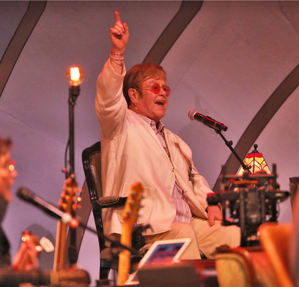 Elton John at the "Joni Jam" at the Hollywood Bowl.