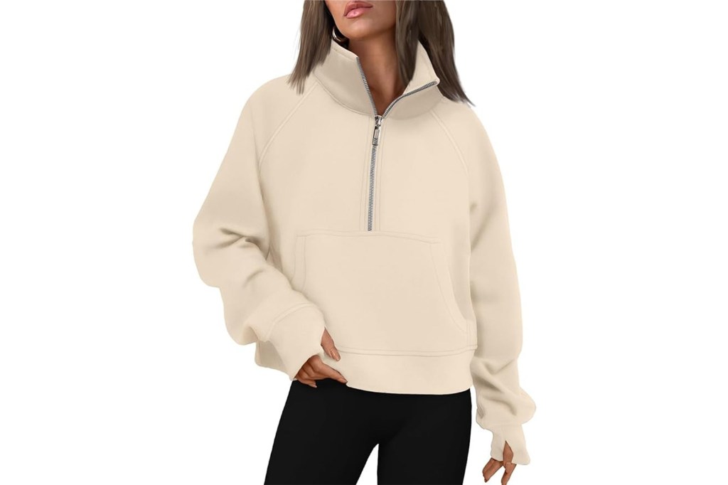 AUTOMET Womens Sweatshirts Half Zip Cropped Pullover Fleece Quarter Zipper Hoodies Fall outfits Clothes Thumb Hole