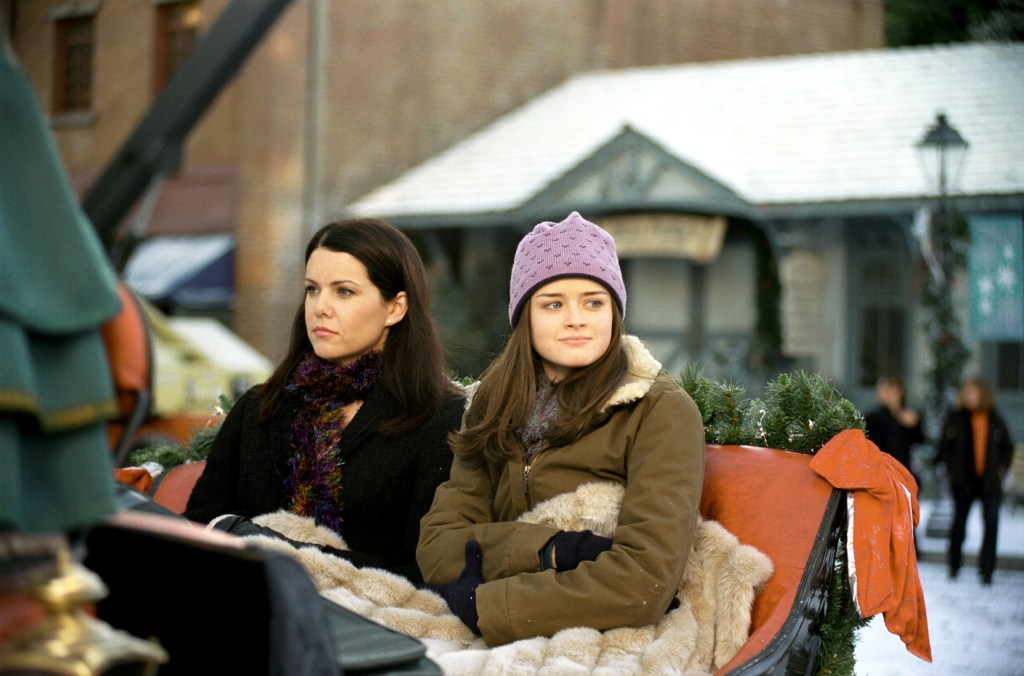 Lauren Graham and Alexis Bledel in a "Gilmore Girls" episode titled "The Bracebridge Dinner."