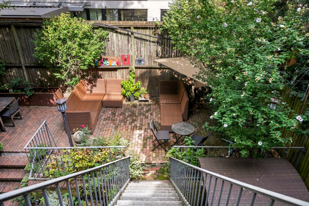 A view of the outdoor space from above.