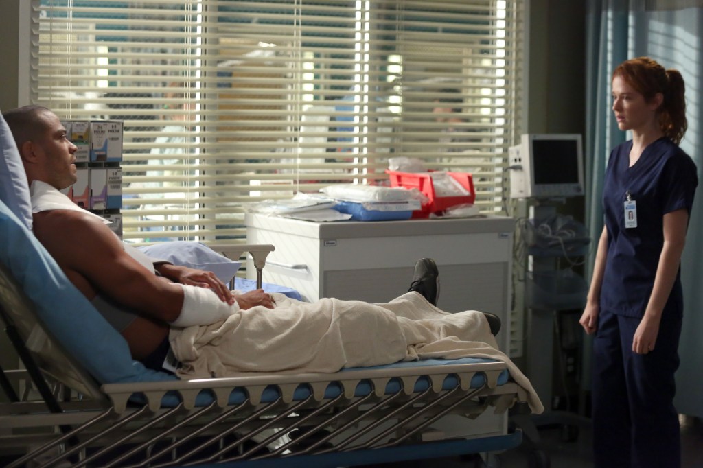 Jesse Williams and Sarah Drew on "Grey's Anatomy." 