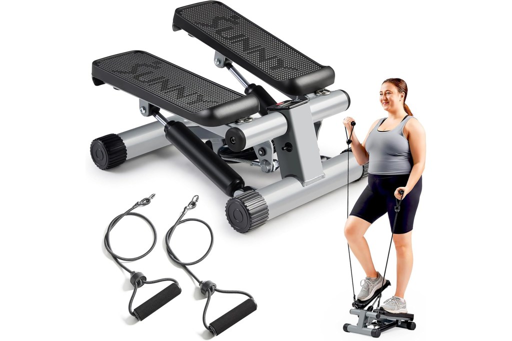 Sunny Health & Fitness Mini Steppers for Exercise at Home, Stair Step Workout Machine with Resistance Bands, Full Body Cardio Equipment, Optional Free...
