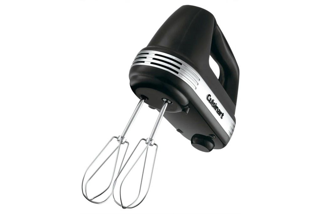 Black and silver hand mixer