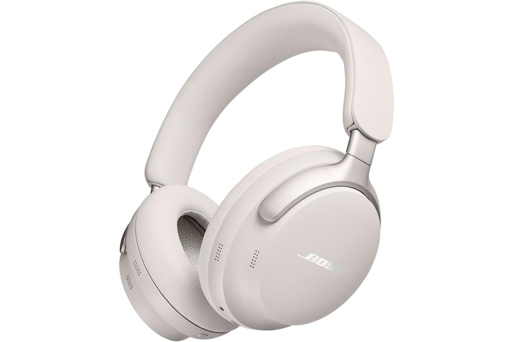 A pair of white headphones