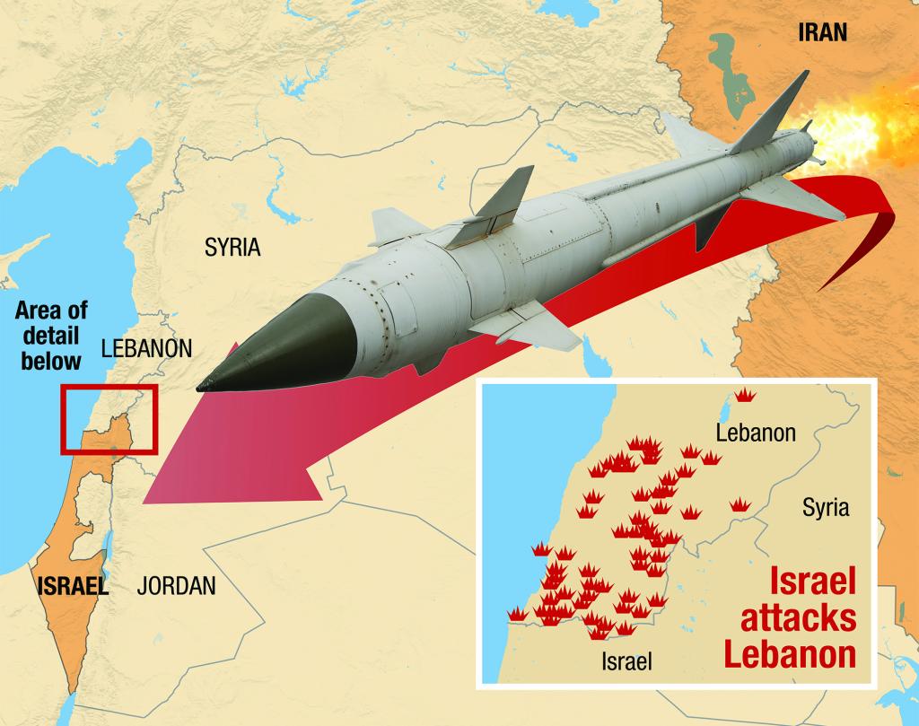 Israel attacks Lebanon map