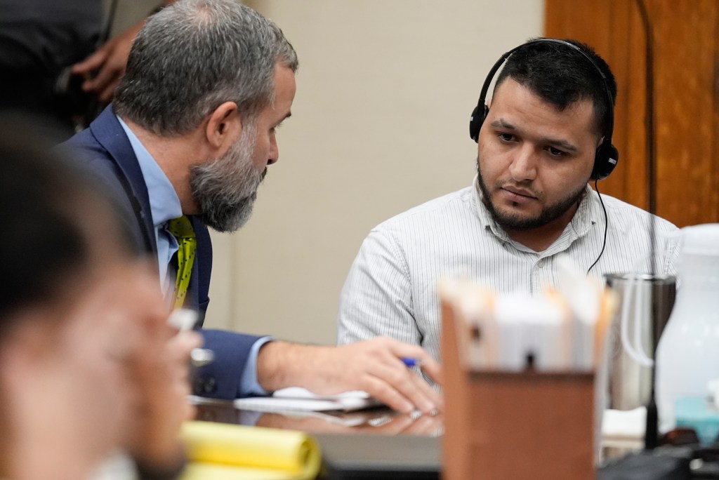 Jose Ibarra, accused of killing a nursing student, Laken Hope Riley,  appears in court for a motion hearing on Friday, Oct. 11, 2024, in Athens, Ga.  (AP Photo/Brynn Anderson, Pool)