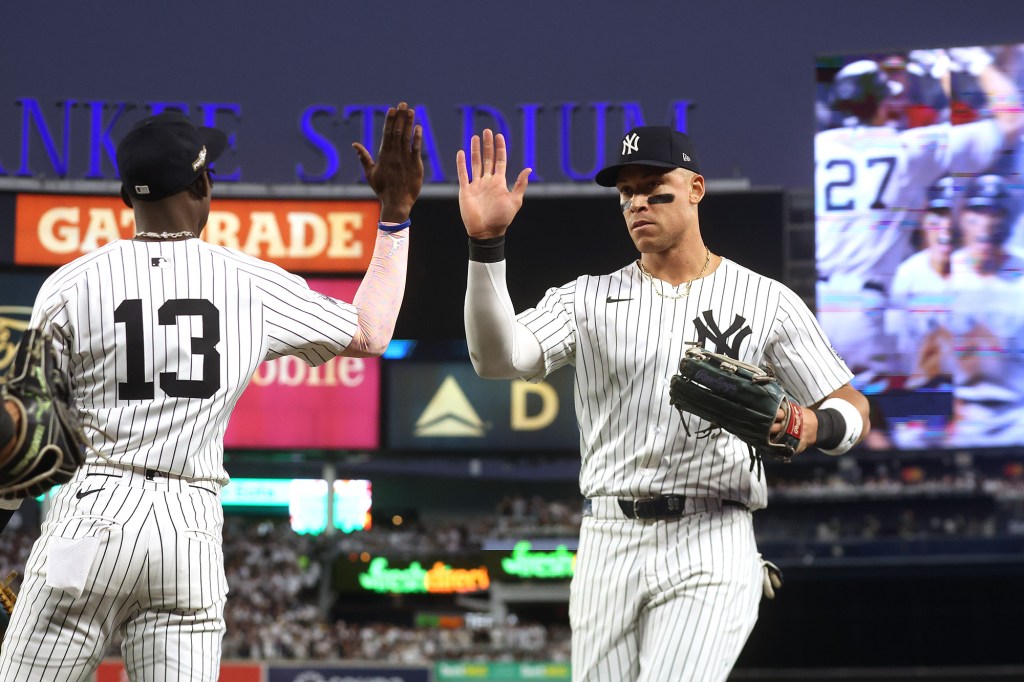 Aaron Judge is pictured during Game 1 of the ALDS.