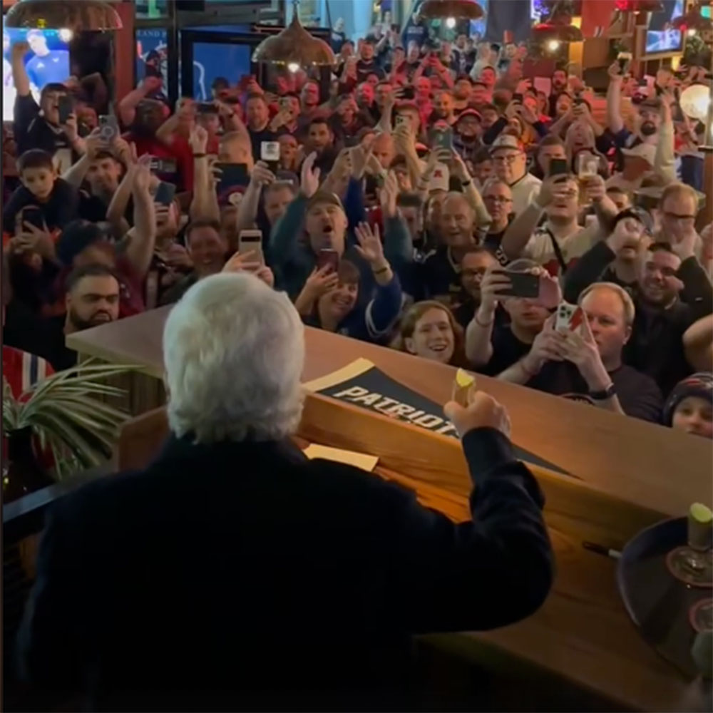 Patriots owner Robert Kraft at Greenwood sports pub and kitchen in London the day before the Patriots lost to the Jaguars at Wembley Stadium in London on Oct. 20, 2024.