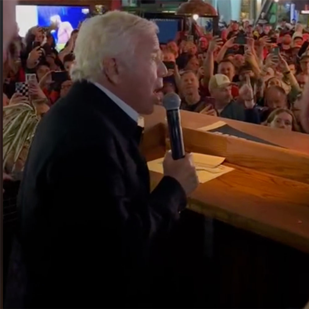 Patriots owner Robert Kraft at Greenwood sports pub and kitchen in London the day before the Patriots lost to the Jaguars at Wembley Stadium in London on Oct. 20, 2024.