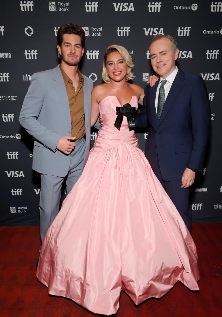 Andrew Garfield, Florence Pugh and John Crowley at the "We Live in Time" premiere at the Toronto Film Festival