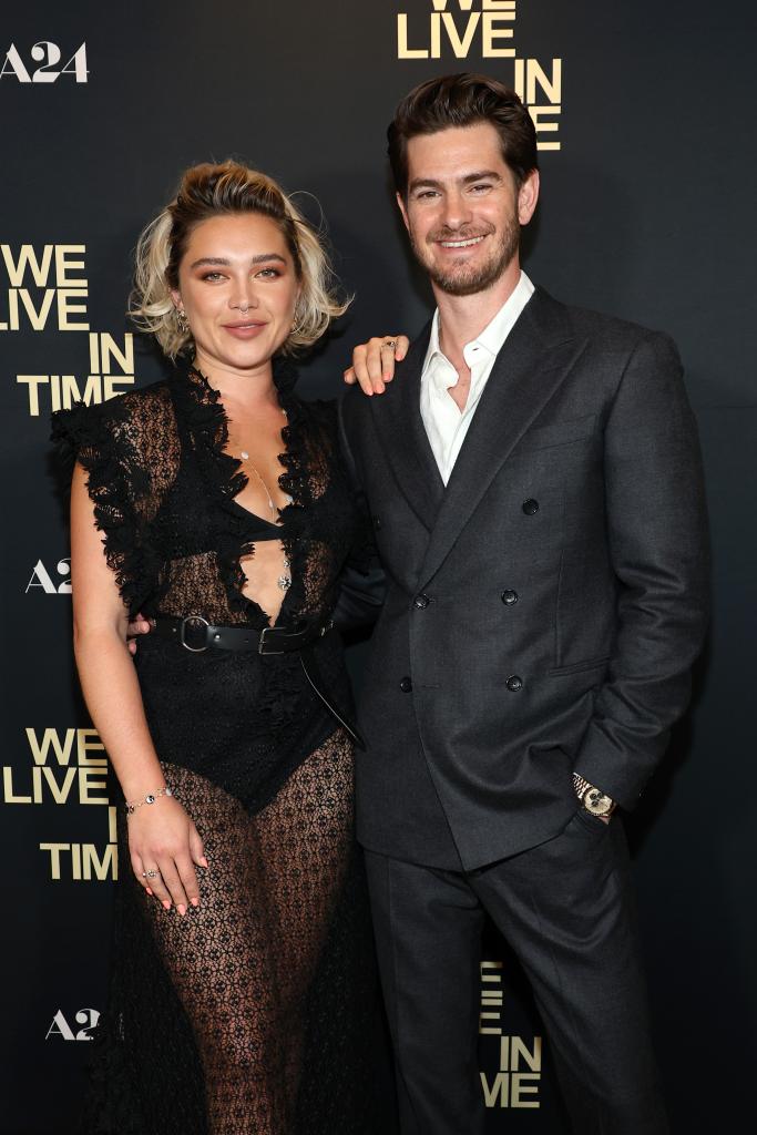 Florence Pugh, Andrew Garfield at the "We Live in Time" screening in New York on Sept. 9