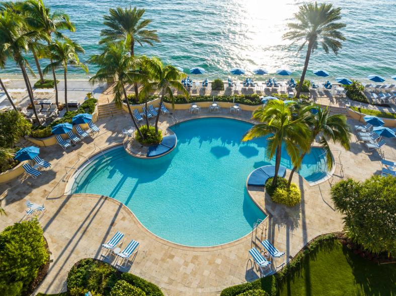 An aerial view of the pool.