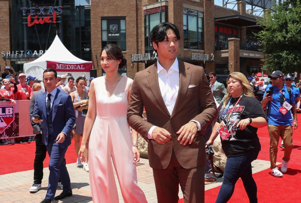 Shohei Ohtani and wife Mamiko Tanaka before the MLB All-Star Game in July 2024.