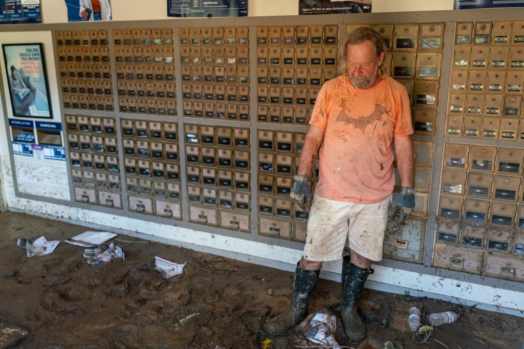 Mark Staton inside his building that he leases to the US Postal Service in Bat Cave.