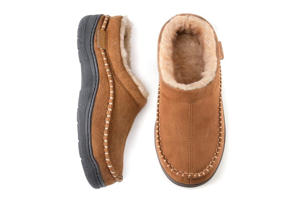 A pair of brown men's slippers